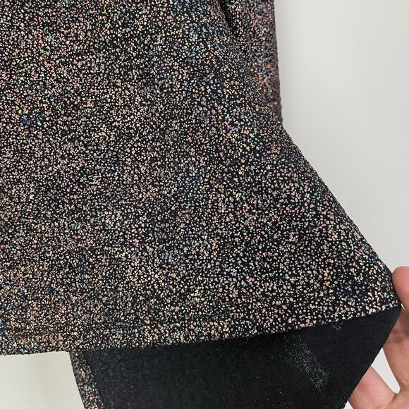 Clara Sunwoo Metallic Shiny Confetti Dot Open Drape Waterfall Cardigan Large - Picture 8 of 11